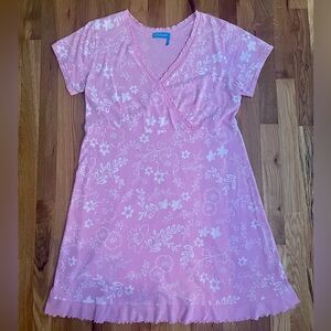 fresh produce Pink Floral V-Neck Midi Dress